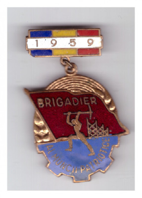 Insigna Brigadier al muncii patriotice 1959 foto