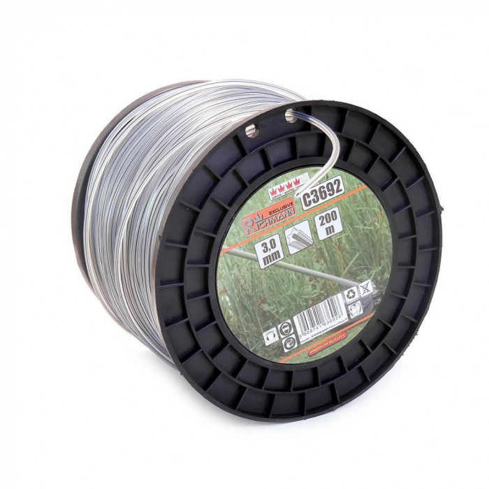 Fir rezerva cositoare, trimmer cu inserstie metalica,​​​​​​​ DUO, tip stea, 3 mm x 200 m, Richmann Exclusive