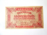 Ungaria 1 000 000 Adopengorol 1946,bancnota din imagini