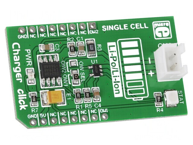 Click Board &Icirc;ncărcător 1-Wire DS2438 MCP73831