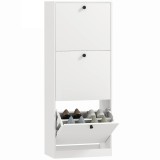 Mobilier pentru pantofi HOMCOM, 3 sertare, pentru pana la 12 perechi de pantofi, PAL, Alb | Aosom Romania
