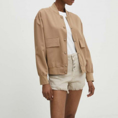 Answear Lab geaca bomber femei, culoarea maro, de tranzitie