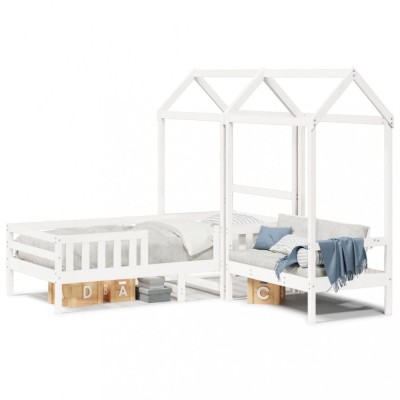 Gossi set pat banca cu acoperis, alb, 75x190 cm, lemn masiv de pin foto
