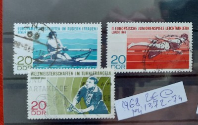 TS21 - Timbre serie DDR 1968 Mi1372-74 Sport pescuit foto