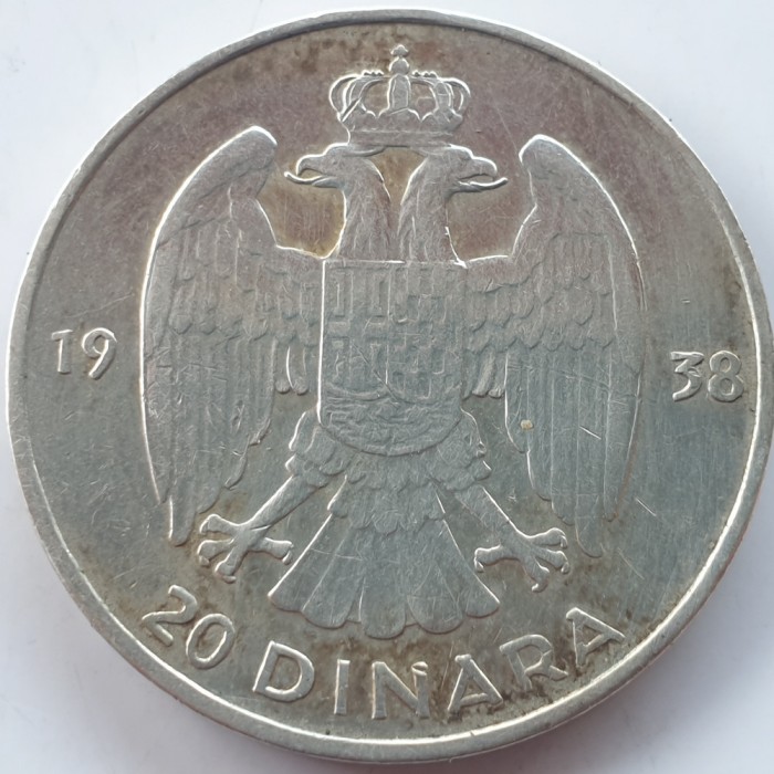 Iugoslavie 20 dinari 1938 argint