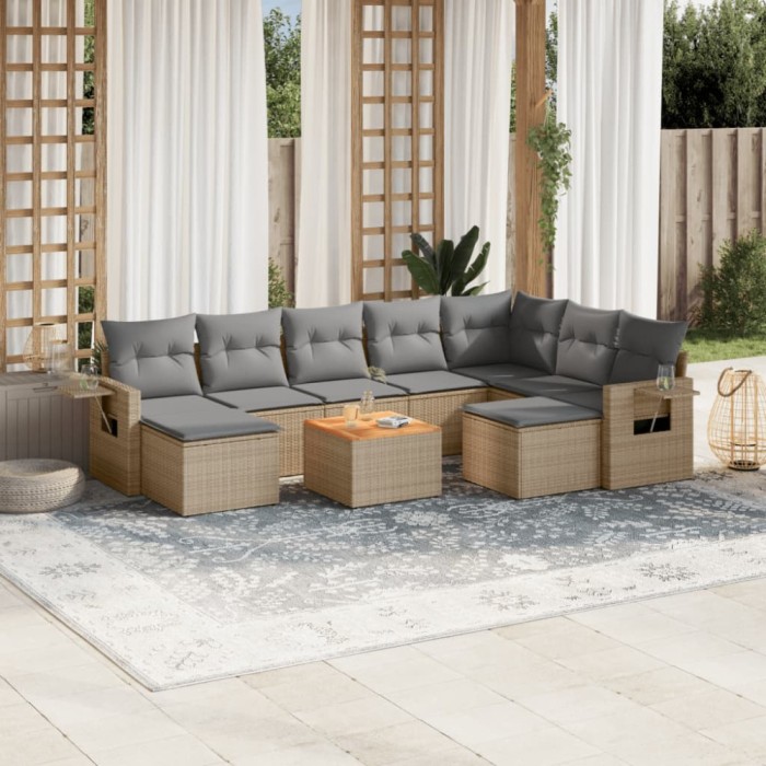 Gossi set canapele de gradina cu perne, 10 piese, bej, poliratan