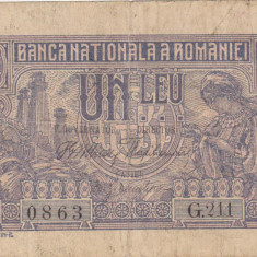 ROMANIA 1 LEU 1915 SERIE 3 CIFRE Vice Guvernator F