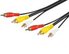 Cablu audio video OEM AVC-201/5,0-BU 3 x RCA tata la 3 x RCA tata 5 m foto