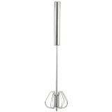 Tel practic semi automat Pufo din otel inoxidabil, tip mixer cu actionare manuala, pentru spumare si amestecare, 31 cm