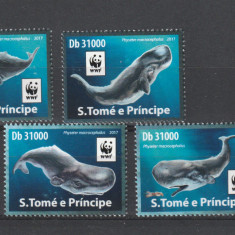 S.Tome e Principe 2017-Fauna,WWF,Pesti,Cetacee,Casalot,serie 4 val.,Mi.7408-7411