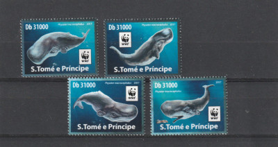 S.Tome e Principe 2017-Fauna,WWF,Pesti,Cetacee,Casalot,serie 4 val.,Mi.7408-7411 foto