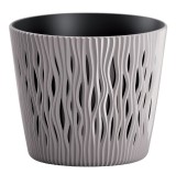 Ghiveci cu insertie Sandy Round 190, 19 cm, culoare mocca, model frunze