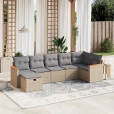 Gossi set canapele de gradina, 7 piese, cu perne, bej, poliratan