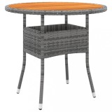 Masa gradina Gossi gri &Oslash;80x75cm lemn acacia/poliratan, rotund,exterior,terasa, protectie UV