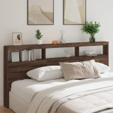 Tablie de pat cu dulap si LED, stejar maro, 220x17x102 cm GartenMobel Dekor, vidaXL