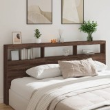 Gossi tablie de pat cu dulap si led, stejar maro, 220x17x102 cm