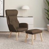 VidaXL Scaun de relaxare cu taburet, maro, textil