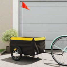 Remorca pentru biciclete, negru si galben, 45 kg, fier GartenMobel Dekor