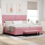 Cumpara ieftin Pat cu arcuri cu headboard Roz 200 x 200 cm Catifea