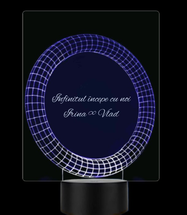 Lampă 3D Personalizată cu Simbol Infinit și Două Nume