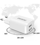 Incarcator Retea / Priza, Dudao, 2x USB, EU Adapter Wall Charger, 5V / 2.4A + Cablu Lightning 1m, Alb