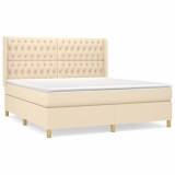 Cumpara ieftin Pat continental cu saltea, crem, 180x200 cm, textil