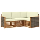 vidaXL Seturi de canapele cu pernă 4 pcs Lemn Solid de Acacia 3384286