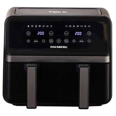 Friteuza dubla cu aer cald Hausberg, 2200-2400 W, 8.4 L, termostat cu afisaj LED, 14 programe foto