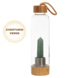 STICLĂ CU CRISTAL DE AVENTURIN VERDE ȘI CAPACE DIN BAMBUS | ATRAGE ABUNDENȚA