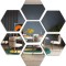 Set 8 Oglinzi Acrilice Autoadezive Luxer, Model Hexagon,12.5x11x6.4 cm, Silver