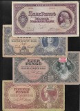 Set Ungaria 100 + 500 + 1000 + 10000 pengo 1945 VG-F-VF