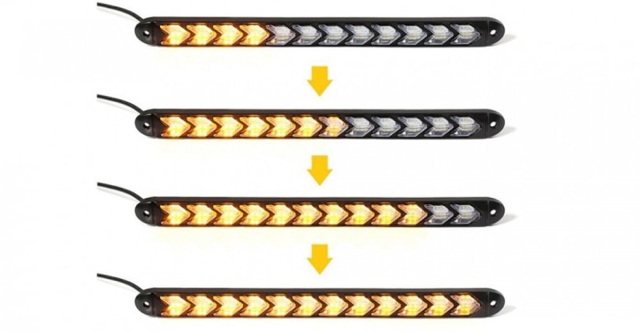 Banda led DRL - Semnalizare Dinamica Secventiala Pentru Far Flexibila - 12 module - 32 cm