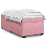 VidaXL Pat box spring cu saltea, roz, 80x200 cm, catifea 3285250