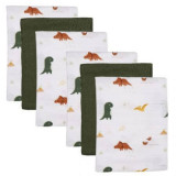 Set museline din bumbac Blush &amp; Blossom, 70 x 70 cm, Dinosaur, 6 bucati, Tryco