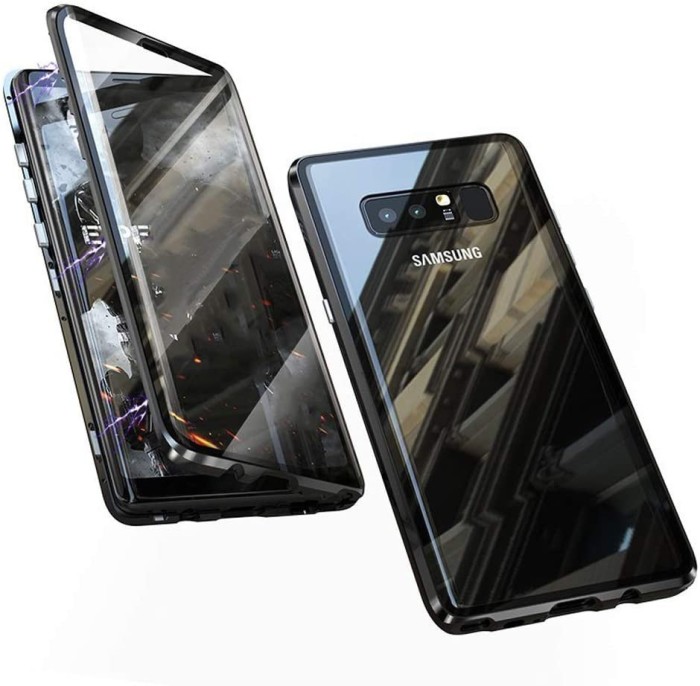 Husa Samsung Galaxy Note 8 Magnetica 360 grade Black, Perfect Fit cu spate de sticla securizata premium +