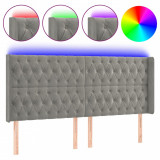 Cumpara ieftin Tablie de pat cu LED, gri deschis, 183x16x118/128 cm, catifea