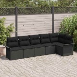 Cumpara ieftin Set de canapele pentru grădină cu pernă 6 pcs Negru Rattan poli