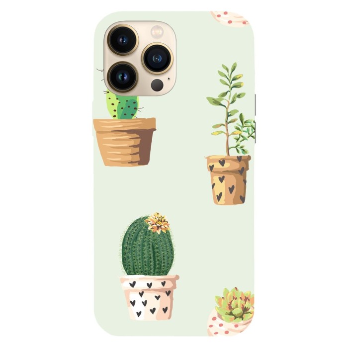 Husa compatibila cu Apple iPhone 14 model Cactus in bloom, Silicon, TPU, Viceversa