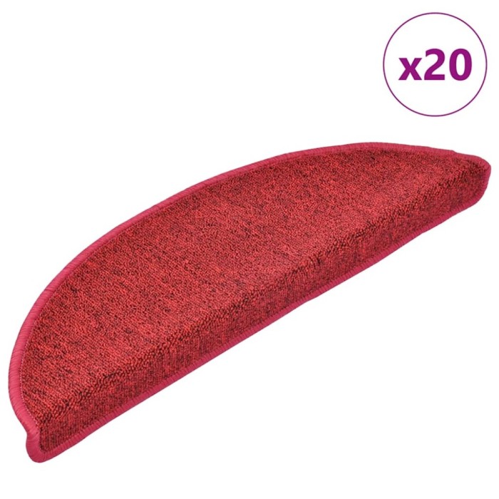 vidaXL Covorașe scări, 20 buc., 56x17x3 cm, semirotunde, bordeaux 3365786