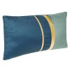 Perna Decorativ Iarna Albastru Menta din Catifea cu Linii Aurii 50x30 cm