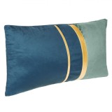 Perna Decorativ Iarna Albastru Menta din Catifea cu Linii Aurii 50x30 cm