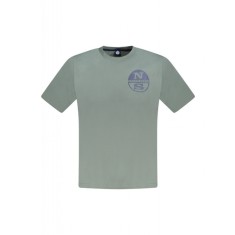 Tricou barbati, cu imprimeu cu logo, Regular fit, Verde inchis, S