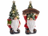 Cumpara ieftin Set 2 figurine Mos Craciun polirasina multicolora cu led cm 10,5 x 8 x 19,5 H
