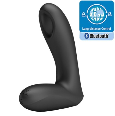 Stimulator Anal Archenemy 12 Moduri Vibratii, Bluetooth Control Free App, Silicon, USB, Negru, 12.1 cm foto