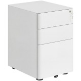 Vinsetto Fiset Metalic cu 3 Sertare și Sistem de Blocare, Mobilier de Birou pe Roti, 39x48x59cm, Design Compact, Alb | Aosom Romania