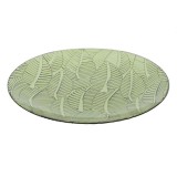 Farfurie pentru servire cu frunze tropicale in relief,plastic,verde,25x2 cm