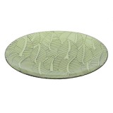 Farfurie pentru servire cu frunze tropicale in relief,plastic,verde,25x2 cm, Oem