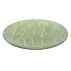 Farfurie pentru servire cu frunze tropicale in relief,plastic,verde,25x2 cm