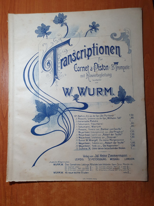partitura muzicala pentru trompeta din anul aproximativ 1890-1900