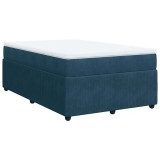 Cumpara ieftin Pat box spring cu saltea, albastru inchis, 120x200 cm, catifea